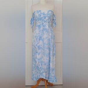 Tiare Hawaii Lover Maxi Dress Blue White Tie Dye